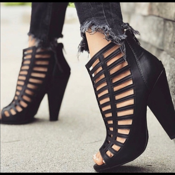 beachlover420 Shoes - FARGO Black Peep Toe Caged In Booties!